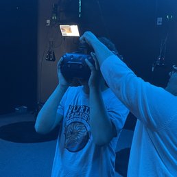 Getting fitted for the headset.