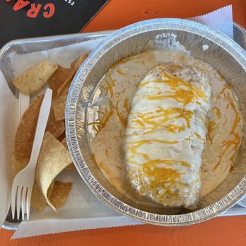 Crazy Donkey Burrito Grill - Carne Asada Burrito (wet). - Mexican Near Me - Menasha, Wisconsin Crazy Donkey Burrito Grill - Carne Asada Burrito (wet). - Mexican Near Me - Menasha, Wisconsin