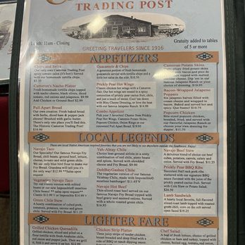 Cameron Trading Post - Menu - Hotels Near Me - Cameron, Arizona