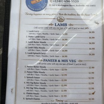 Dosa Heaven - Menu page four -- so much selection! - Food Trucks Near Me - Rockville, Maryland
