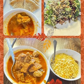 Burma Light - Palata with Coconut Chicken Curry, Tea Leaf Salad and Burmese-style Curried Chicken with Burmese-Indian Rice. - Noodles Near Me - Folsom, California Burma Light - Palata with Coconut Chicken Curry, Tea Leaf Salad and Burmese-style Curried Chicken with Burmese-Indian Rice. - Noodles Near Me - Folsom, California