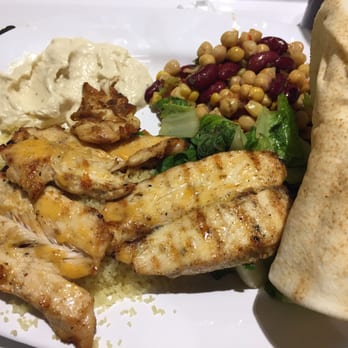 CF Rideau Centre - Grilled chicken kebab with hummus and pita, salad, and chick peas and kidney beans from the food court - Shopping Centers Near Me - Ottawa, Ontario