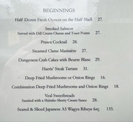 Menu photo 3 Harris' Restaurant San Francisco, CA Menu photo 3 Harris' Restaurant San Francisco, CA