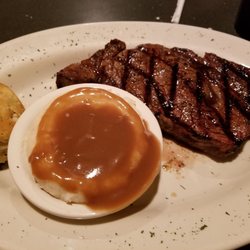 Eldorado Steakhouse - Ribeye with mashed potatoes and garlic biscuit