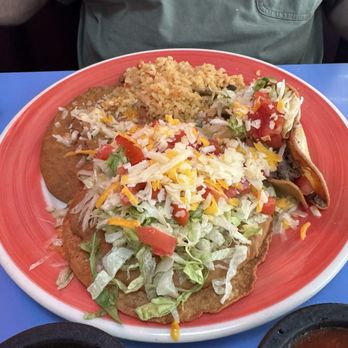 Arriba Mexican Grill - Ground Beef taco, Tostada and rice and beans. - Mexican Near Me - Glendale, Arizona