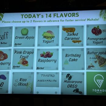 7Gradi - menu - Gelato Near Me - Honolulu, Hawaii
