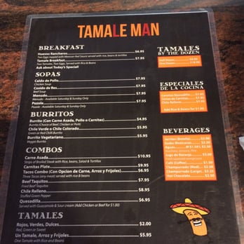 Tamale Man - Menu 1/2016 - Mexican Near Me - Los Angeles, California