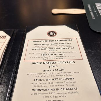 Humble Baron - Menu sample - Cocktail Bars Near Me - Shelbyville, Tennessee