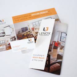 Pix-l Graphx - Full brand development for the Lenox Condos - Business Cards, Brochure, and Mailer Postcard