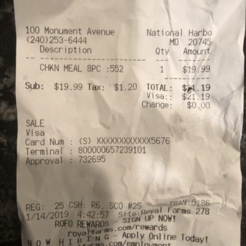 Royal Farms - Date of purchase - Gas Stations Near Me - National Harbor, Maryland