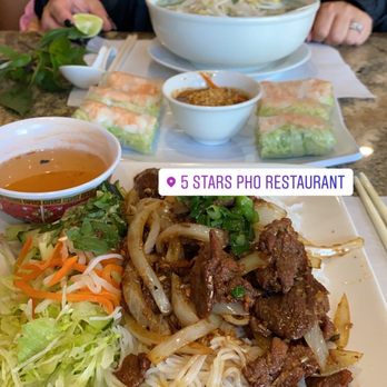 5 Stars Pho - Stir Fried Beef Vermicelli and Spring Rolls - Vietnamese Near Me - Riverside, California