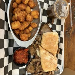 Prime Rib French Dip & Cheese Curds - Yum!