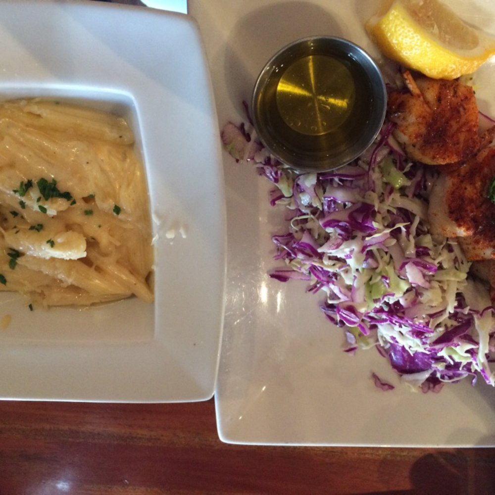 FishBar - Shrimp and scallops (14.99) skewers with cole slaw and Mac n cheese ( extra 1.99) - Seafood Near Me - Manhattan Beach, California FishBar - Shrimp and scallops (14.99) skewers with cole slaw and Mac n cheese ( extra 1.99) - Seafood Near Me - Manhattan Beach, California