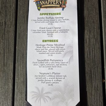 Snapper's Sea Grill - Menu - Seafood Near Me - St. Pete Beach, Florida
