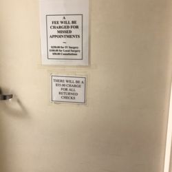 Callahan and Bergey Associates - Billing reminders on the exit door Nice touch Scary!!!