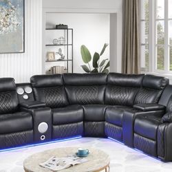 World Furniture - Sectional speaker with led lights