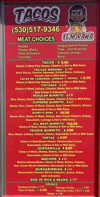 Menu photo 1 Tacos El Norawa Willows, CA Menu photo 1 Tacos El Norawa Willows, CA