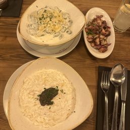 Black truffle risotto, spinach gnocchi, octopus ceviche