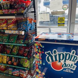 Chevron - They sell dippin' dots ice cream bars!