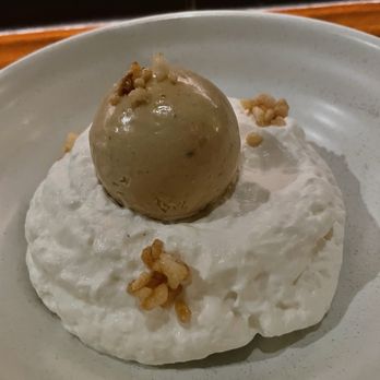 Momotaro - MISO BANOFFEE (brown butter blondie, miso, coconut coffee cream, roasted banana ice cream, crunchy caramel rice) - Sushi Bars Near Me - Chicago, Illinois Momotaro - MISO BANOFFEE (brown butter blondie, miso, coconut coffee cream, roasted banana ice cream, crunchy caramel rice) - Sushi Bars Near Me - Chicago, Illinois