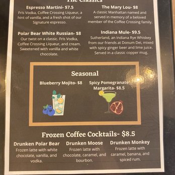 Coffee Crossing - Cocktail menu - Coffee & Tea Near Me - Jeffersonville, Indiana