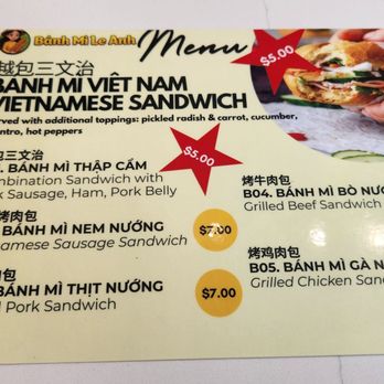 Banh Mi Le Anh - Menu - Vietnamese Near Me - Unionville, Ontario Banh Mi Le Anh - Menu - Vietnamese Near Me - Unionville, Ontario