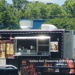 Golden Roll Shawarma - At Eats on the Creek. Beautiful day for a chicken schwarma wrap