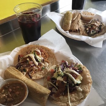 Tlaolli - Tacos are two thumbs up!  Hibiscus tea. - Mexican Near Me - Indianapolis, Indiana