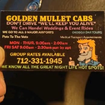 Golden Mullet Cab - It's a business card - Taxis Near Me Golden Mullet Cab - It's a business card - Taxis Near Me