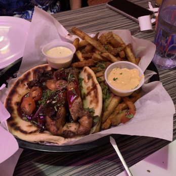 Jambo Cafe - Pomegranate Chicken Sandwich with Fries - Caribbean Near Me - Santa Fe, New Mexico