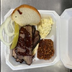 Yoakum Delights Coffee & More - Sliced brisket sandwich plate