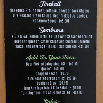 Scratch Taqueria - the back of the menu - Food Trucks Near Me - Buena Vista, Colorado Scratch Taqueria - the back of the menu - Food Trucks Near Me - Buena Vista, Colorado