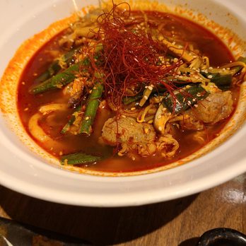 Udon Lab - Korean spicy udon Beef, egg and mixed vegetables with Korean spicy soup - Noodles Near Me - New York, New York Udon Lab - Korean spicy udon Beef, egg and mixed vegetables with Korean spicy soup - Noodles Near Me - New York, New York