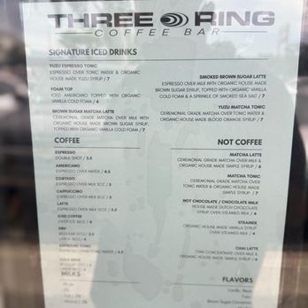 Three Ring Coffee - Menu as of July 20 2026 - Coffee & Tea Near Me - Corona, California Three Ring Coffee - Menu as of July 20 2026 - Coffee & Tea Near Me - Corona, California