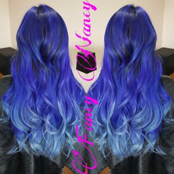 Icy Blue Purple Silver Melt Balayage Babylights Ombre Tips In One