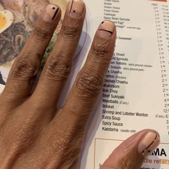 Mod Nails - What I got...No attention to detail. Lines are different thickness. Symmetry between both hands not there. - Nail Salons Near Me - Studio City, California Mod Nails - What I got...No attention to detail. Lines are different thickness. Symmetry between both hands not there. - Nail Salons Near Me - Studio City, California