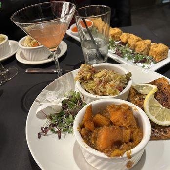 Noir Kitchen & Cocktails - Stuffed salmon, cabbage, yams - Soul Food Near Me - Nashville, Tennessee