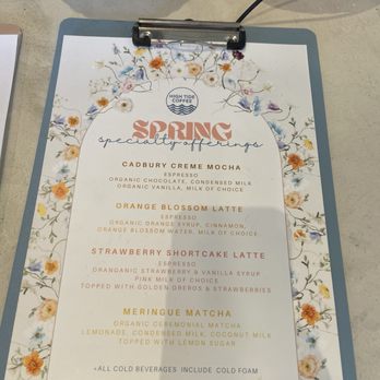 High Tide Coffee - Spring seasonal menu - Coffee Roasteries Near Me - Oceanside, California