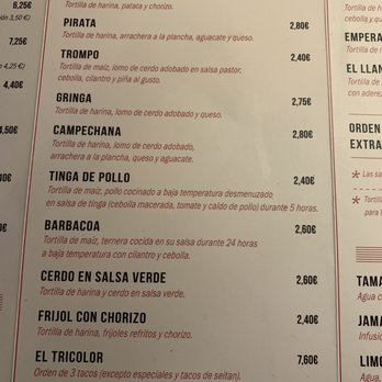 Taquerías Tamarindo - Menus - Mexican Near Me - Barcelona, B Taquerías Tamarindo - Menus - Mexican Near Me - Barcelona, B