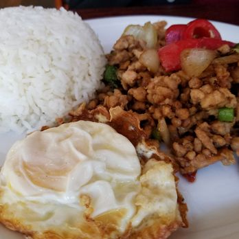 Pintoh Thai - Pad krapow gai with egg. - Thai Near Me - Oakland, California Pintoh Thai - Pad krapow gai with egg. - Thai Near Me - Oakland, California
