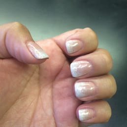 Gradiation with nude base coat . Gel manicure Gradiation with nude base coat . Gel manicure