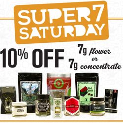 2020 Solutions - Super 7 Saturday. 10% off 7 grams of flower or 7 grams of concentrate.