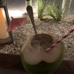 A coconut drink I don't remember the name but I asked for a spoon and was able to scrape the coconut inside Of course I am Cuban!!!! A coconut drink I don't remember the name but I asked for a spoon and was able to scrape the coconut inside Of course I am Cuban!!!!