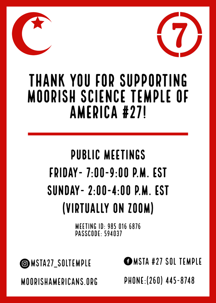 Moorish Science Temple of America 27 - social services organization in Fort Wayne, IN