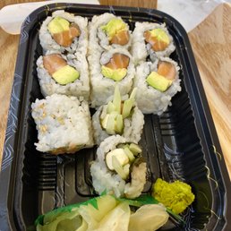 Salmon Avocado roll and a Philadelphia roll. Salmon Avocado roll and a Philadelphia roll.