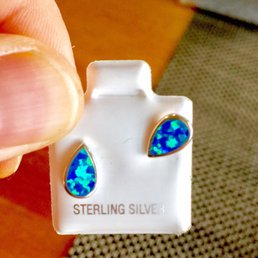 Laser treated opal earings Laser treated opal earings