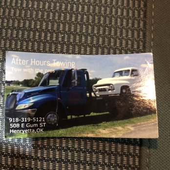 After Hours Towing - Business card - Roadside Assistance Near Me - Henryetta, Oklahoma After Hours Towing - Business card - Roadside Assistance Near Me - Henryetta, Oklahoma