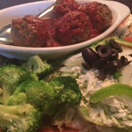 Low Carb Option - 4 homemade meatballs, broccoli and Greek salad