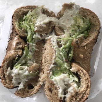 Bagel Villa - Whitefish with lettuce on whole wheat everything bagel - Sandwiches Near Me - Brooklyn, New York