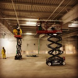SERVPRO of Portland - You can't be afraid of heights with SERVPRO! Our team is working hard on a commercial job.